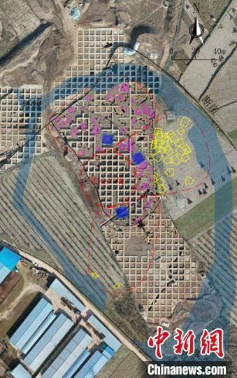 圖為位于甘肅省天水市張家川回族自治縣境內的圪垯川遺址史家類型時期大型環(huán)壕聚落布局。(資料圖) 甘肅省文物局供圖