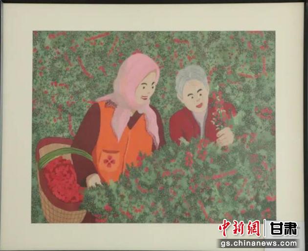 靖遠縣枸杞種植業(yè)帶動10多萬農(nóng)民脫貧致富。刺繡 王明風 繡稿 胡靜