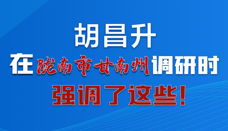 圖解|胡昌升在隴南市甘南州調(diào)研時強調(diào)了這些！