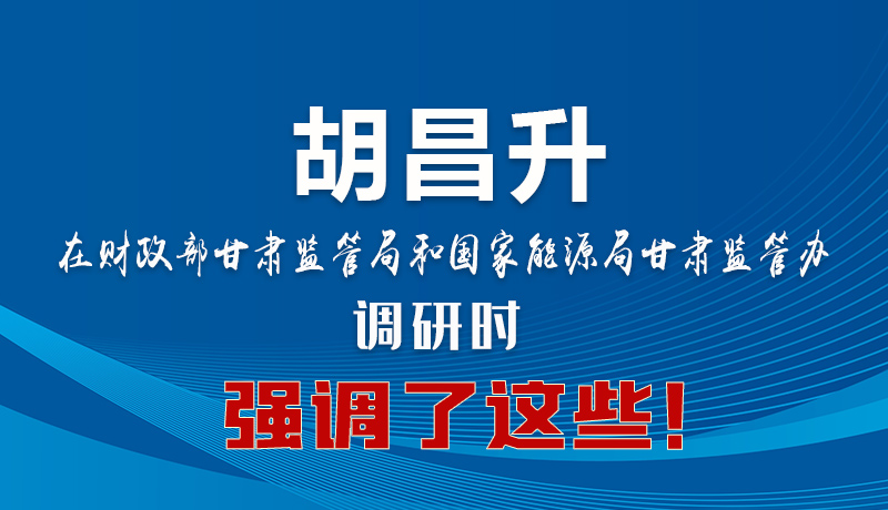 圖解|胡昌升在財政部甘肅監(jiān)管局和國家能源局甘肅監(jiān)管辦調(diào)研時強調(diào)了這些！