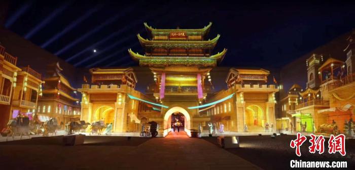 2024年7月15日，甘肅嘉峪關開啟“夜游”模式。圖為夜游燈光劇《天下嘉峪關》光影效果。(甘肅嘉峪關關城景區(qū)供圖)