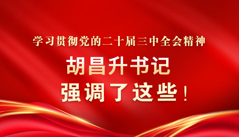 圖解|學(xué)習(xí)貫徹黨的二十屆三中全會(huì)精神 胡昌升書記強(qiáng)調(diào)了這些！